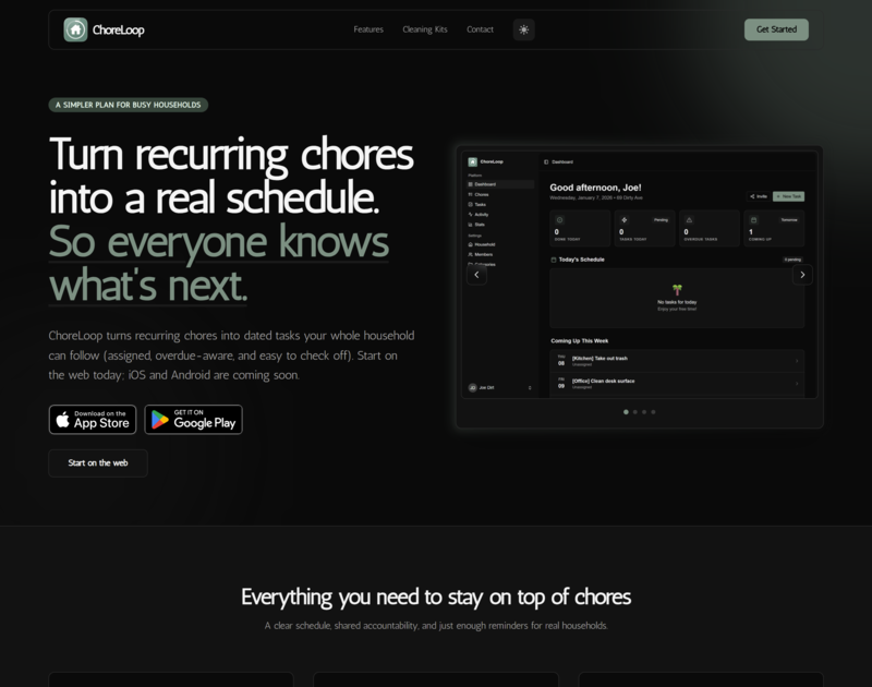 ChoreLoop Platform Screenshot